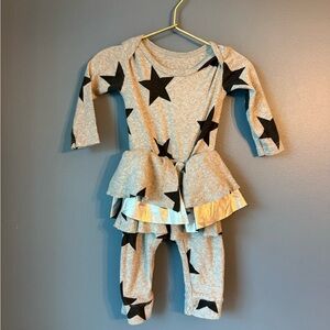 Nununu grey star skirted romper